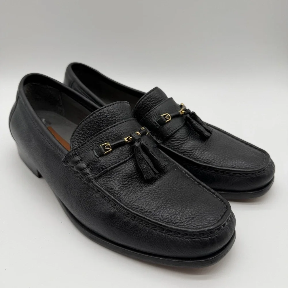 Florsheim Men's Padron Pebbled Leather Penny Loafer Tassel Black Size 9.5 D